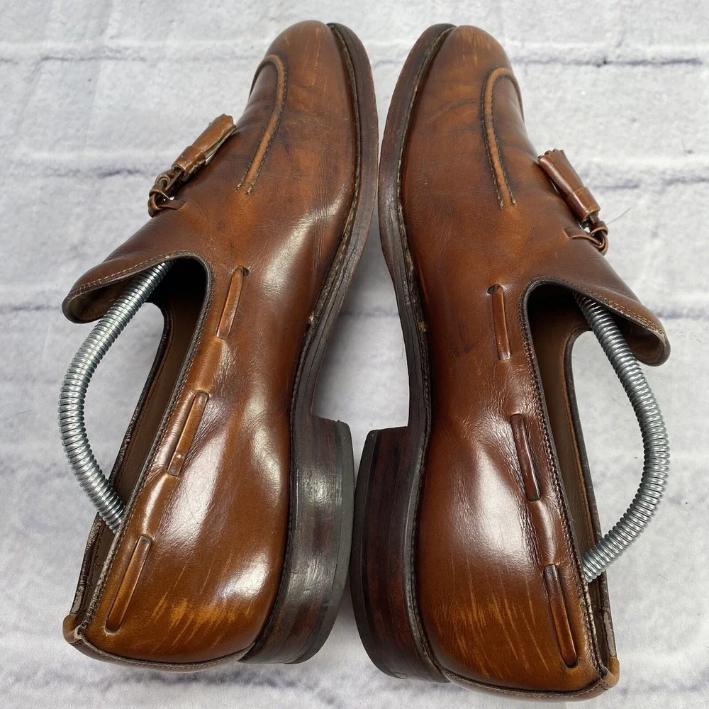 Vintage Allen Edmonds Saratoga Leather Tasseled Loafer Size 10C Light Brown 8753